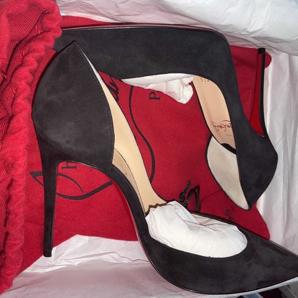 Christian Louboutin Iriza 100mm Black Suede Pumps, Size 36.5‎